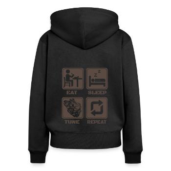 Tuning Spruch für Motorsport / Auto Fans - Frauen Premium Bio Zip Hoodie - Schwarz - Hinten - Julia (174cm)