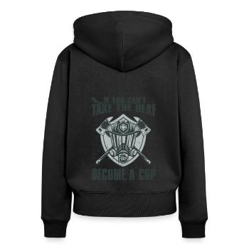 Feuerwehrmann Feuerwehr & Sprüche - Frauen Premium Bio Zip Hoodie - Schwarz - Hinten - Julia (174cm)