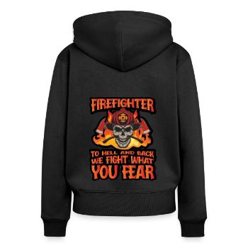 Feuerwehrmann Feuerwehr & Sprüche - Frauen Premium Bio Zip Hoodie - Schwarz - Hinten - Julia (174cm)