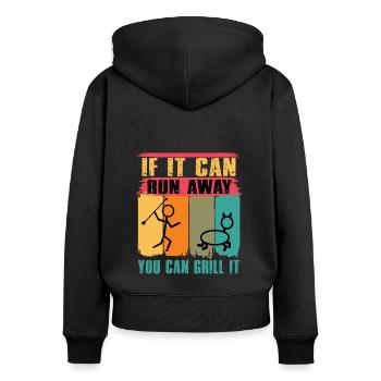 Lustiger Grill-Spruch I Grillen Motiv - Frauen Premium Bio Zip Hoodie - Schwarz - Hinten - Julia (174cm)