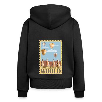 Heißluftballon & Ballon Fahrer Geschenk - Frauen Premium Bio Zip Hoodie - Schwarz - Hinten - Julia (174cm)