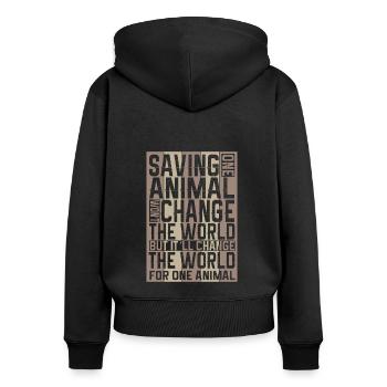 Vegan Fleischlos Tierlieb & Veganer - Frauen Premium Bio Zip Hoodie - Schwarz - Hinten - Julia (174cm)