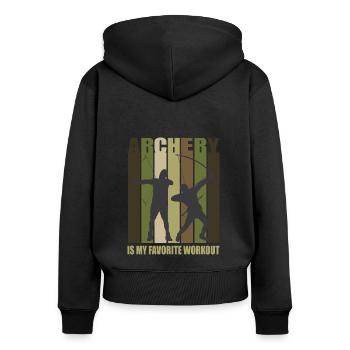 Lustiger Bogensport Spruch Bogenschießen - Frauen Premium Bio Zip Hoodie - Schwarz - Hinten - Julia (174cm)