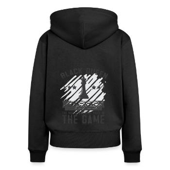 Lusitger Schachspieler Spruch I Schach - Frauen Premium Bio Zip Hoodie - Schwarz - Hinten - Julia (174cm)