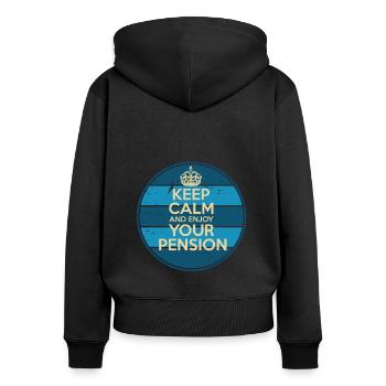Rentner Sprüche & Geschenke Ruhestand - Frauen Premium Bio Zip Hoodie - Schwarz - Hinten - Julia (174cm)