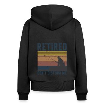 Rentner Sprüche & Geschenke Ruhestand - Frauen Premium Bio Zip Hoodie - Schwarz - Hinten - Julia (174cm)
