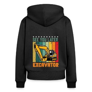 Lustiger Bagger Spruch für Baggerfahrer - Frauen Premium Bio Zip Hoodie - Schwarz - Hinten - Julia (174cm)