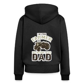 Lustiger Landwirt Spruch mit Traktor - Frauen Premium Bio Zip Hoodie - Schwarz - Hinten - Julia (174cm)