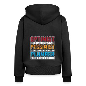Handwerker Installateur Spruch Klempner - Frauen Premium Bio Zip Hoodie - Schwarz - Hinten - Julia (174cm)