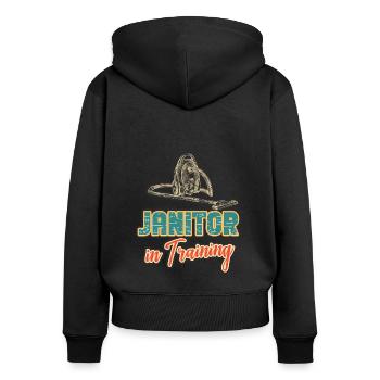 Putzfrau Spruch Reinigungskraft Putzfee - Frauen Premium Bio Zip Hoodie - Schwarz - Hinten - Julia (174cm)