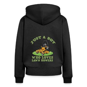 Rasenmäh Motiv I Rasenmäher für Gärtner - Frauen Premium Bio Zip Hoodie - Schwarz - Hinten - Julia (174cm)