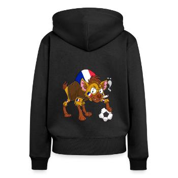 Hyène Fan France - Sweat à capuche zippé Premium bio Femme - noir - Dos - Julia (174cm)