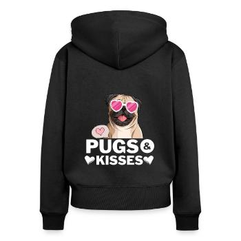 Carlin avec lunettes de soleil en forme de cœur rose - Sweat à capuche zippé Premium bio Femme - noir - Dos - Julia (174cm)