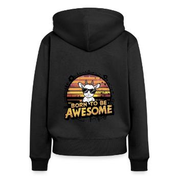 Lustige Ziege Tierfreund Bauernhof Spaß - Frauen Premium Bio Zip Hoodie - Schwarz - Hinten - Julia (174cm)