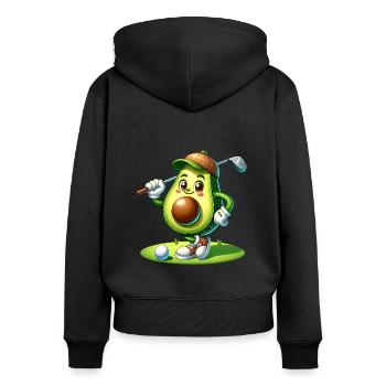 Lustige Golf Avocado Bereit Für Ein Tee Time - Frauen Premium Bio Zip Hoodie - Schwarz - Hinten - Julia (174cm)