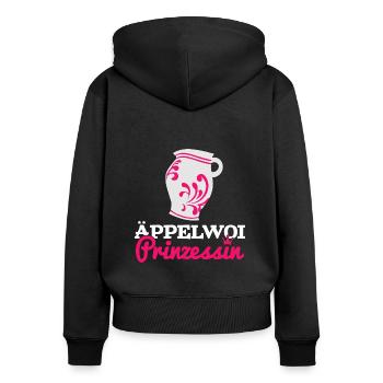 Apfelwein prinzessin Bembel hessisch FFM Frankfurt - Frauen Premium Bio Zip Hoodie - Schwarz - Hinten - Julia (174cm)