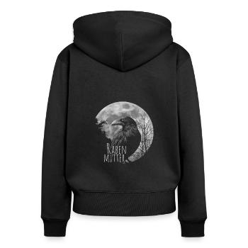 Rabenmutter schwarze Gothic Mutter Muttertag Krähe - Frauen Premium Bio Zip Hoodie - Schwarz - Hinten - Julia (174cm)