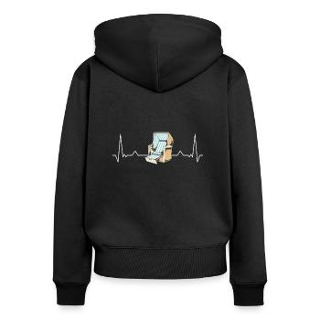 Herzschlag Strandkorb Nordsee Norddeutschland - Frauen Premium Bio Zip Hoodie - Schwarz - Hinten - Julia (174cm)