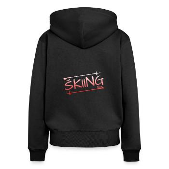 skiing - Frauen Premium Bio Zip Hoodie - Schwarz - Hinten - Julia (174cm)