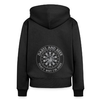 Dart & Bier Lustiger Darts Spruch - Frauen Premium Bio Zip Hoodie - Schwarz - Hinten - Julia (174cm)