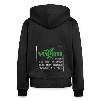 Vegan Fleischlos Tierlieb & Veganer - Frauen Premium Bio Zip Hoodie - Schwarz - Hinten - Julia (174cm)