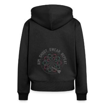 Dart & Bier Lustiger Darts Spruch - Frauen Premium Bio Zip Hoodie - Schwarz - Hinten - Julia (174cm)
