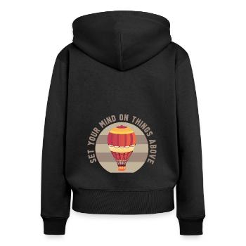 Heißluftballon & Ballon Fahrer Geschenk - Frauen Premium Bio Zip Hoodie - Schwarz - Hinten - Julia (174cm)