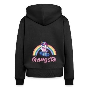 Lustiger Einhorn Spruch I Einhörner - Frauen Premium Bio Zip Hoodie - Schwarz - Hinten - Julia (174cm)