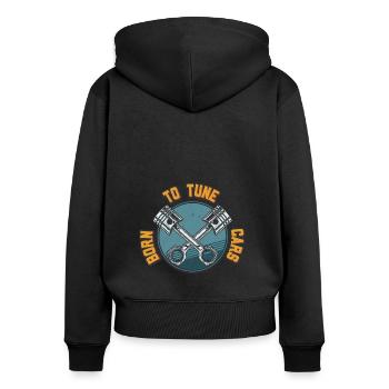 Tuning Spruch für Motorsport / Auto Fans - Frauen Premium Bio Zip Hoodie - Schwarz - Hinten - Julia (174cm)