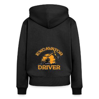 Lustiger Bagger Spruch für Baggerfahrer - Frauen Premium Bio Zip Hoodie - Schwarz - Hinten - Julia (174cm)