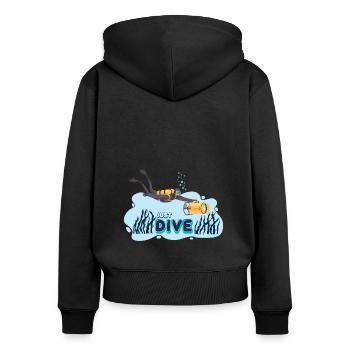 Taucher Tauchen Design Schnorcheln - Frauen Premium Bio Zip Hoodie - Schwarz - Hinten - Julia (174cm)