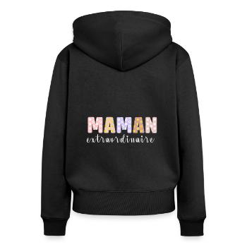 MAMAN EXTRAORDINAIRE - Sweat à capuche zippé Premium bio Femme - noir - Dos - Julia (174cm)