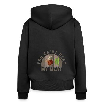 Lustiger Grill-Spruch I Grillen Motiv - Frauen Premium Bio Zip Hoodie - Schwarz - Hinten - Julia (174cm)