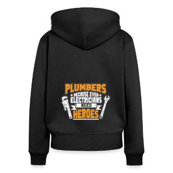 Handwerker Installateur Spruch Klempner - Frauen Premium Bio Zip Hoodie - Schwarz - Hinten - Julia (174cm)