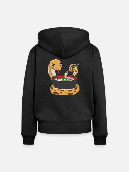 Königspython Isst Ramen - Frauen Premium Bio Zip Hoodie - Schwarz