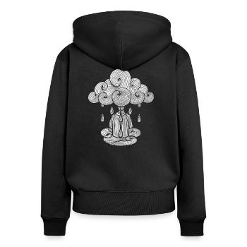 Wolke, Montag Wolkenregen, Montag ist schlecht ... - Frauen Premium Bio Zip Hoodie - Schwarz - Hinten - Julia (174cm)
