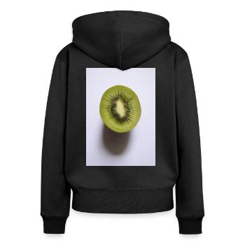 kiwi - Sweat à capuche zippé Premium bio Femme - noir - Dos - Julia (174cm)