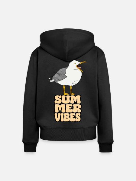 Möwe Summer Vibes - Frauen Premium Bio Zip Hoodie - Schwarz