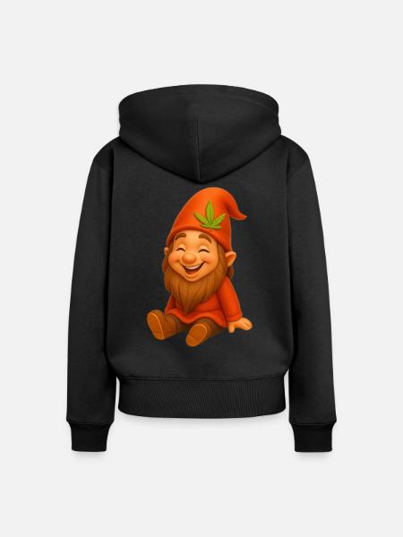 Knuffiger Zwerg goldig lachend - Frauen Premium Bio Zip Hoodie - Schwarz