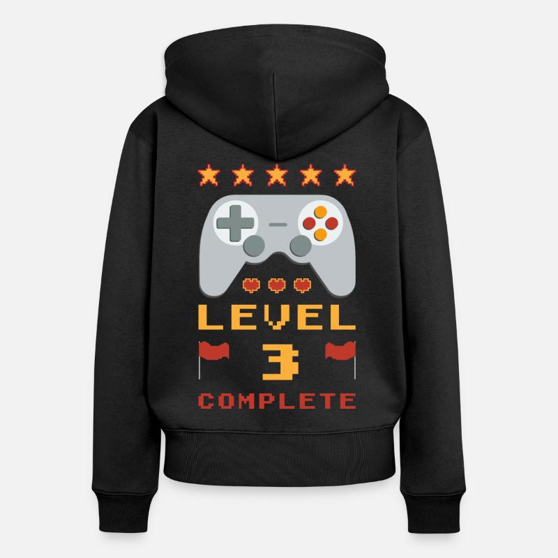 3rd Birthday Level 3 Complete - Women's Premium Organic Zip Hoodie - black