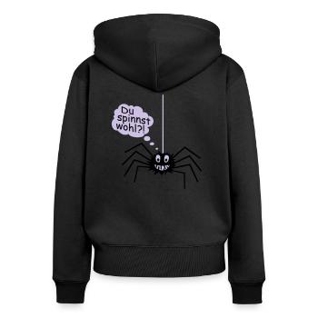 Spinne Spruch Comic lustig - Frauen Premium Bio Zip Hoodie - Schwarz - Hinten - Julia (174cm)