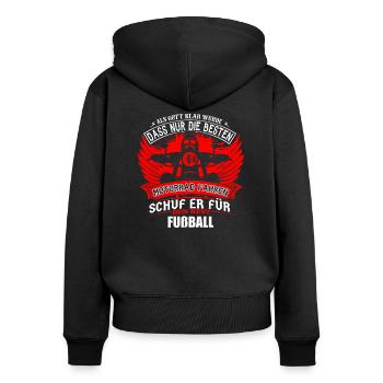 Motorrad fahren Chopper Fußball - Frauen Premium Bio Zip Hoodie - Schwarz - Hinten - Julia (174cm)
