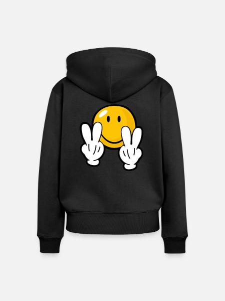 Smiley Confident - Frauen Premium Bio Zip Hoodie - Schwarz