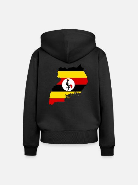 Uganda - Frauen Premium Bio Zip Hoodie - Schwarz