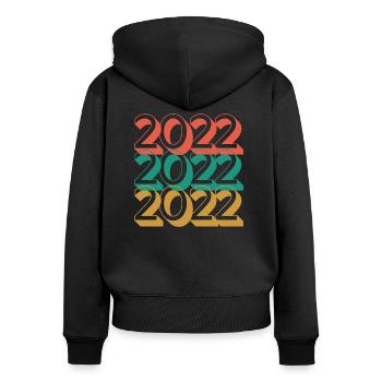 Anniversaire année 2022 / Vintage 2022 - Sweat à capuche zippé Premium bio Femme - noir - Dos - Julia (174cm)