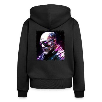 Cyborg, android and mercenaries of the future in neon - Women's Premium Organic Zip Hoodie - black - Back - Julia (174cm)