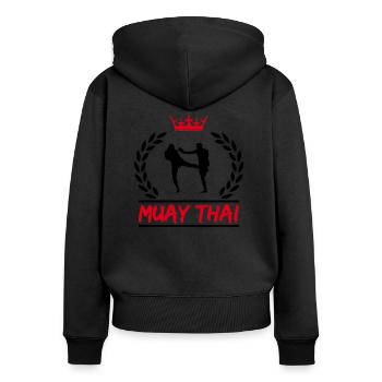 Muay Thaï - Sweat à capuche zippé Premium bio Femme - noir - Dos - Julia (174cm)