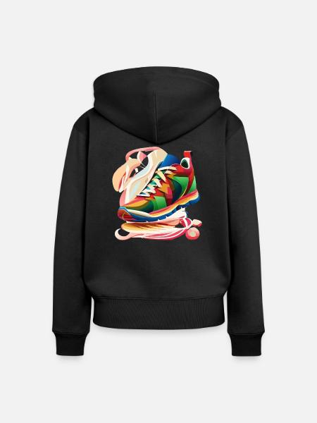 Bunter Sneaker - Frauen Premium Bio Zip Hoodie - Schwarz