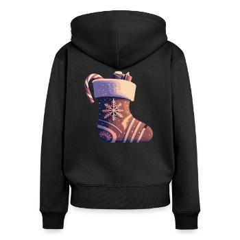 Bas de Noël - Sweat à capuche zippé Premium bio Femme - noir - Dos - Julia (174cm)