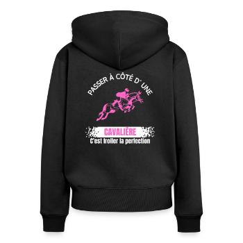 je ne suis pas parfaite je suis cavalière - Sweat à capuche zippé Premium bio Femme - noir - Dos - Julia (174cm)